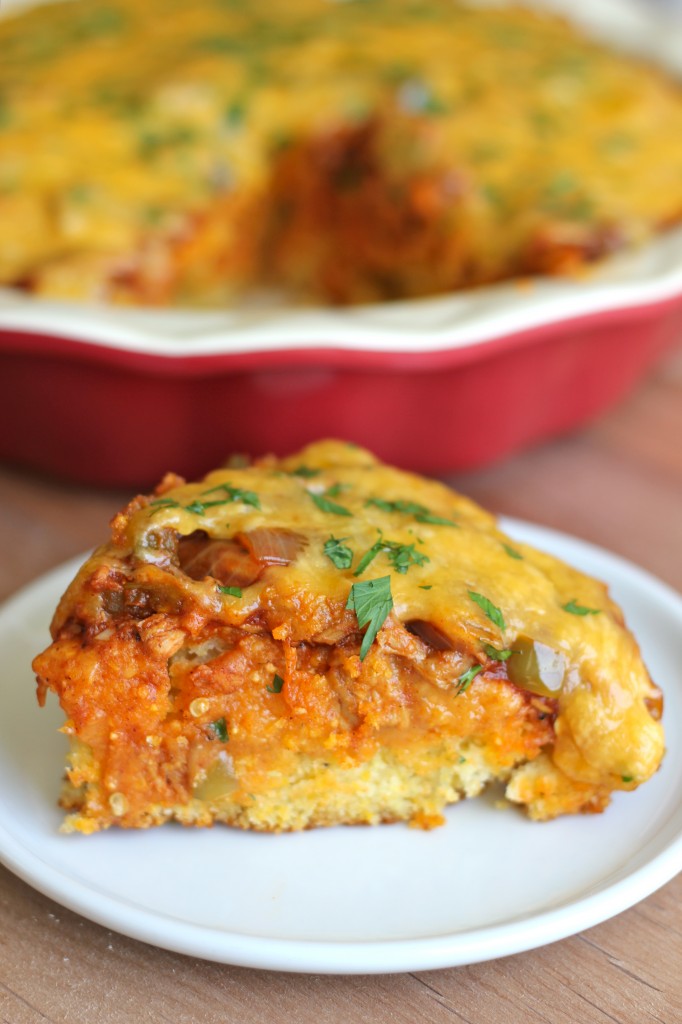 BBQ Chicken Cornbread Pie - The best kind of pie is when BBQ chicken goodness is sitting on a bed of fluffy, crumbly cornbread!