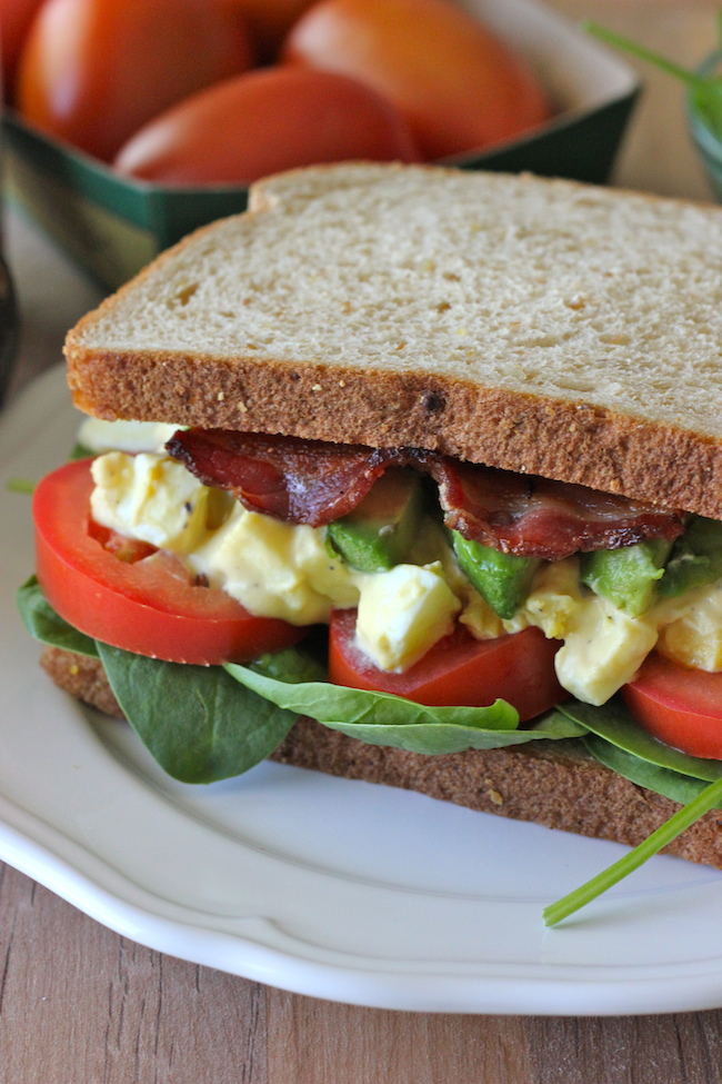 Egg Salad BLTA Sandwich - The addition of bacon is a near-perfect balance of sweet, smoky, crusty, and saltiness in this sandwich!