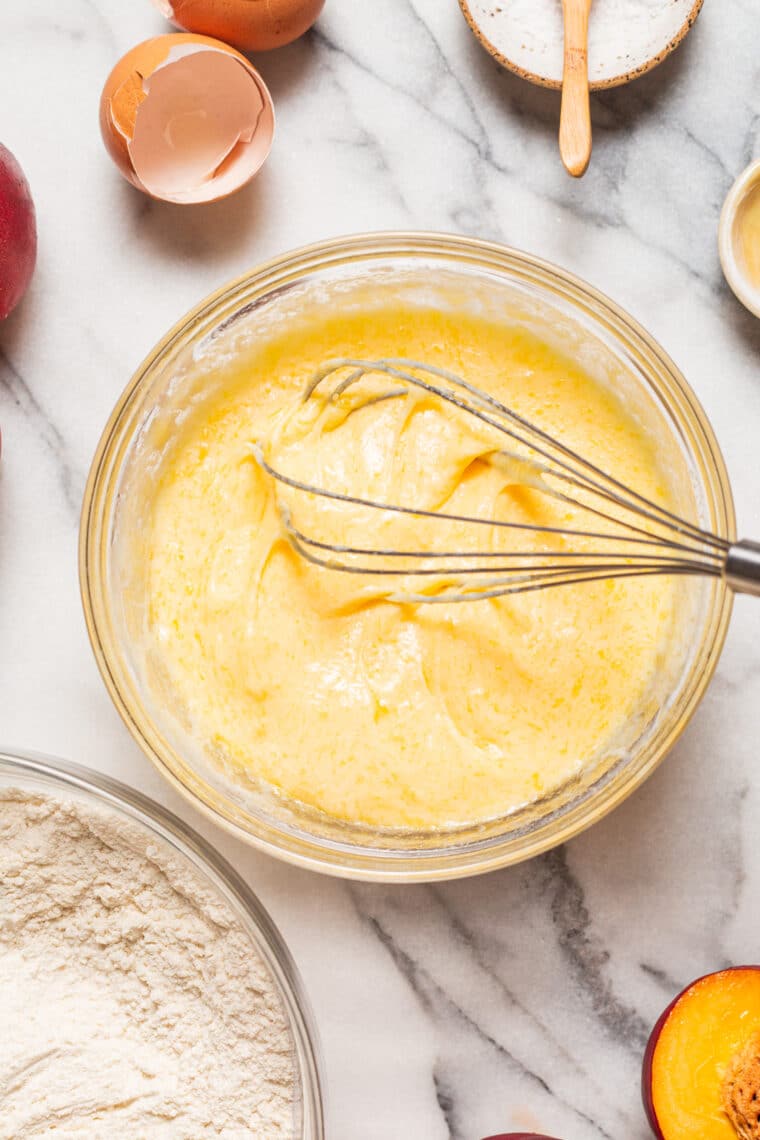 Nectarine Upside-Down Cake - Moist, tender cake with ripe, juicy nectarines or peaches! So pretty and so good. Bonus: the caramelized edges!