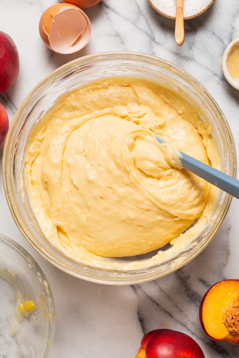Nectarine Upside-Down Cake - Moist, tender cake with ripe, juicy nectarines or peaches! So pretty and so good. Bonus: the caramelized edges!