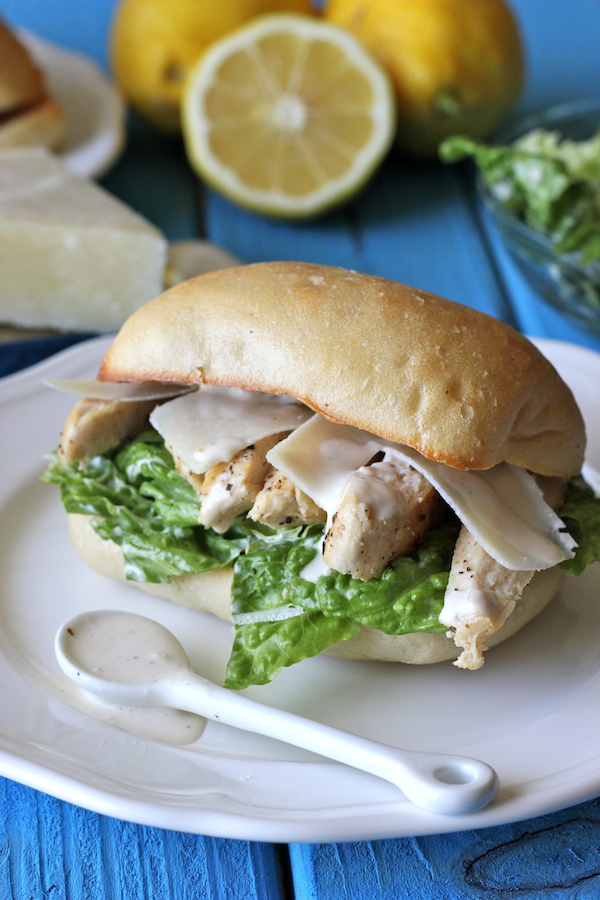 Chicken Caesar Ciabatta Sandwiches - You won't believe how easy it is to make caesar dressing from scratch. And it tastes 1000x better too!