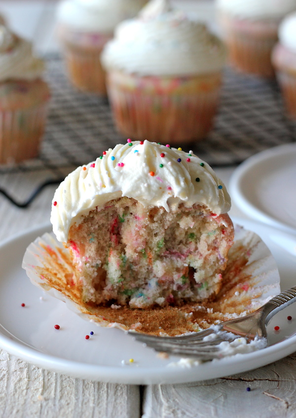 Homemade Funfetti Cupcakes - Funfetti cupcakes made completely from scratch that taste a million times better than the boxed stuff!