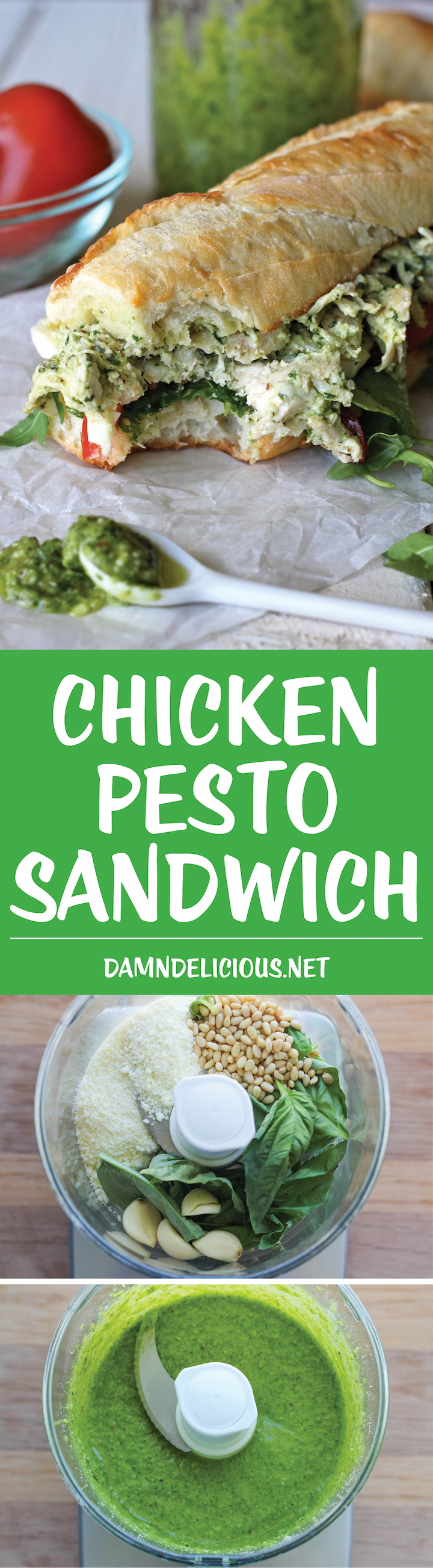 Chicken Pesto Sandwich - Lightened up with Greek yogurt, this hearty sandwich is one of the quickest, most tastiest meals you'll ever have!
