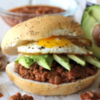 Sloppy Joes with Avocado and Fried Egg