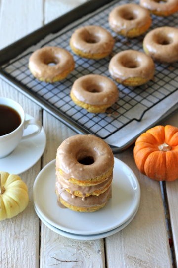 Lightened-Up Pumpkin Donuts with Maple Glaze