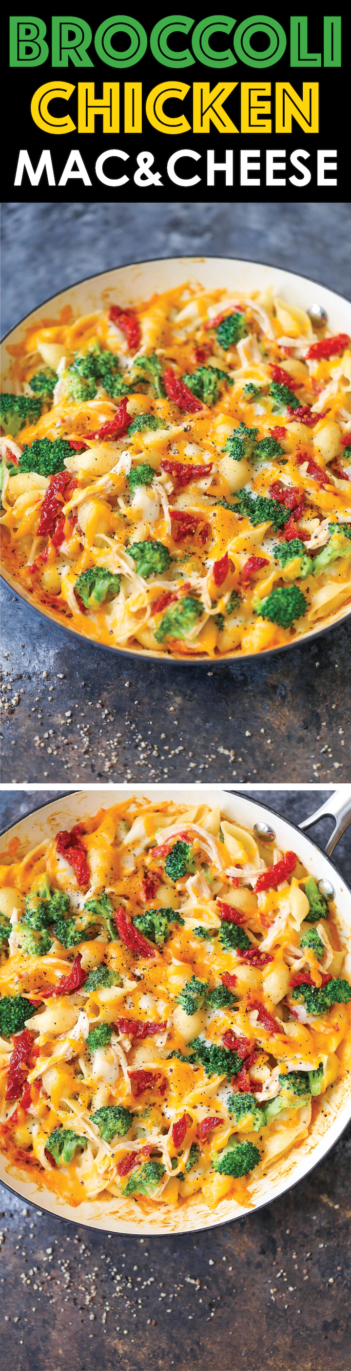 Broccoli Chicken Mac and Cheese - This lightened-up mac and cheese is the best way to sneak in some veggies for those picky eaters! Also freezer-friendly!