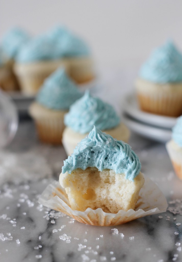 Mini Vanilla Bean Cupcakes with Vanilla Buttercream Frosting - These miniature cupcakes are completely irresistible!