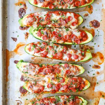 Pizza Stuffed Zucchini Boats