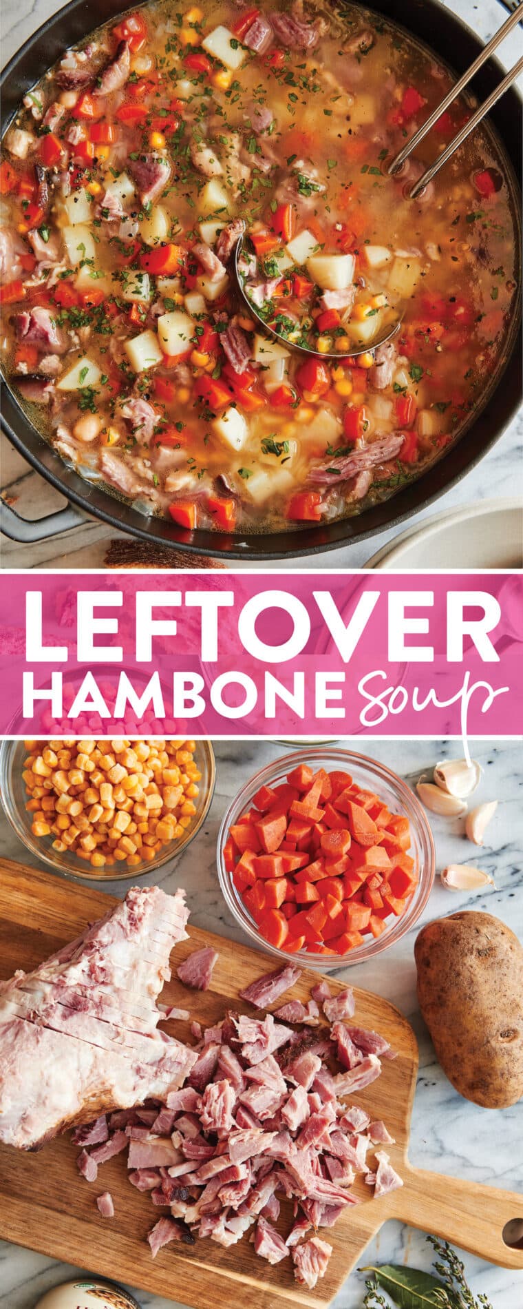 Leftover Hambone Soup - Use up your leftover hambone to make this cozy, hearty soup loaded with tons of veggies and chunks of sweet ham!
