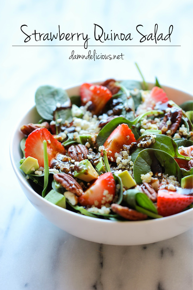 Strawberry Quinoa Salad - A healthy, filling salad tossed in a sweet and tangy balsamic vinaigrette, creating the perfect blend of flavors!