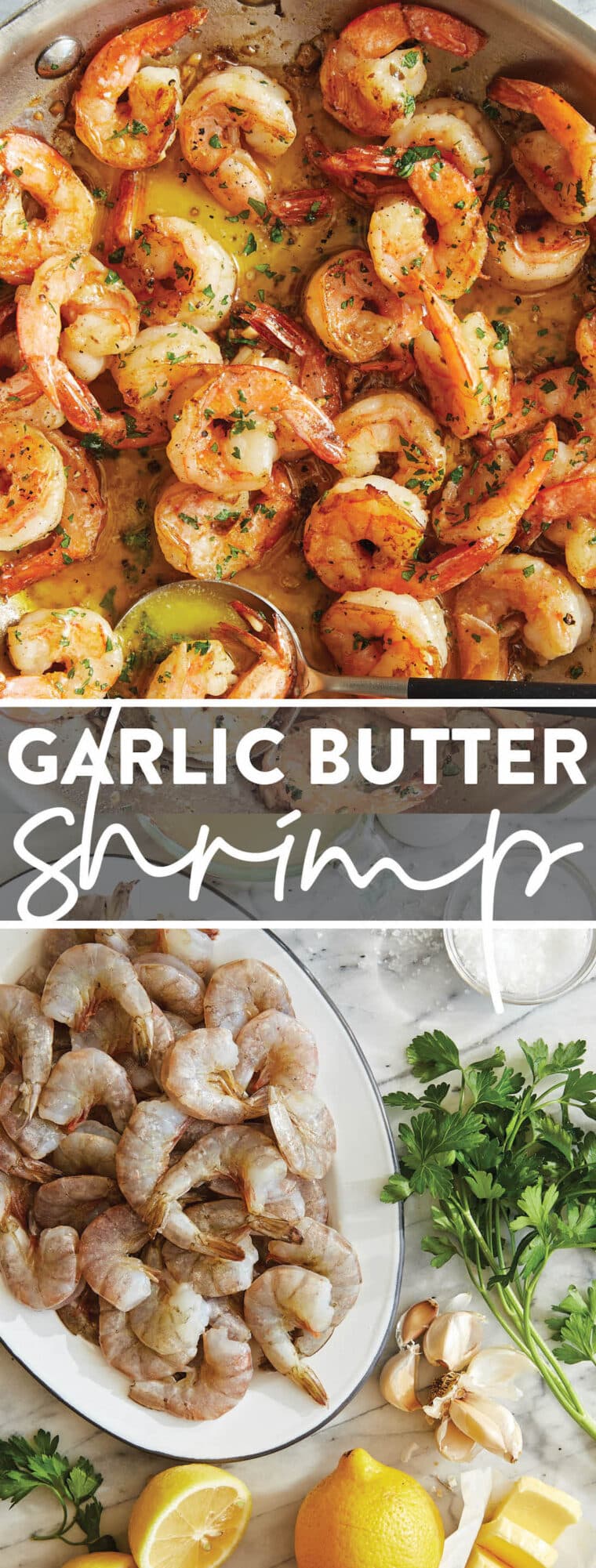 Garlic Butter Shrimp - An amazing flavor combination of garlicky, buttery goodness - so elegant and easy to make in 20 min or less!
