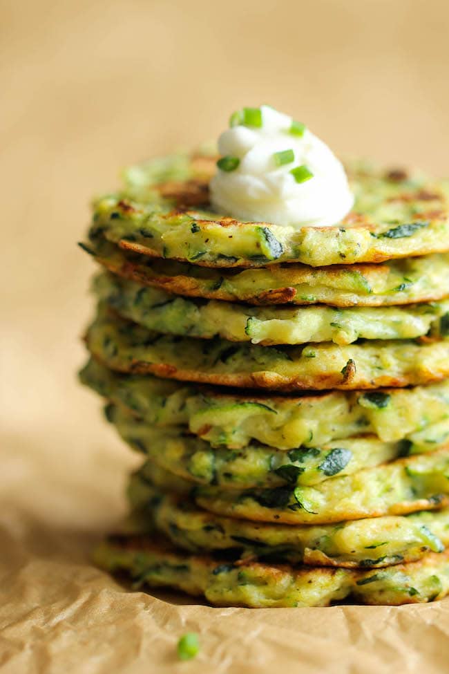 Zucchini Fritters - These fritters are unbelievably easy to make, low calorie, and the perfect way to sneak in some veggies!