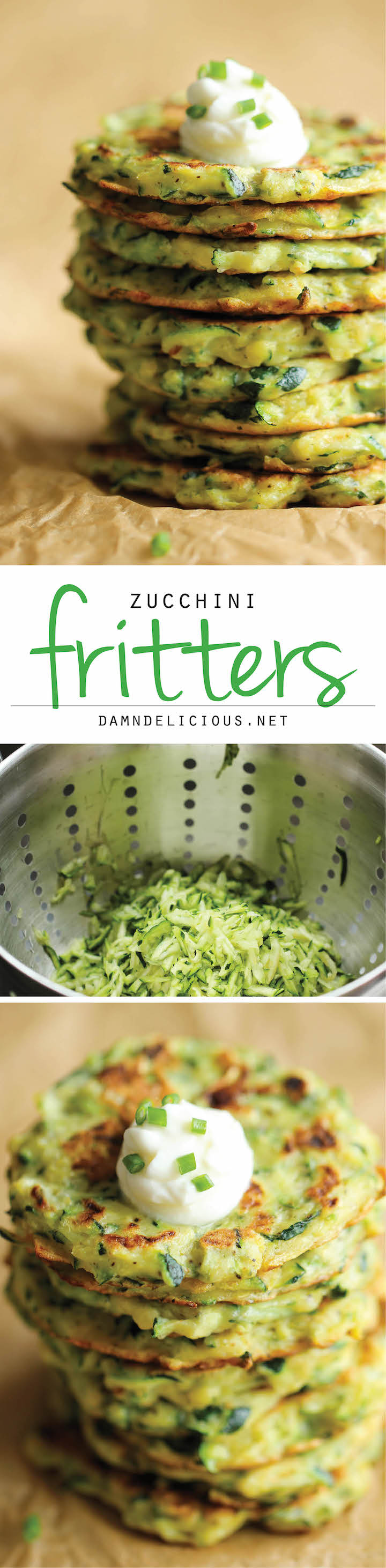 Zucchini Fritters - These fritters are unbelievably easy to make, low calorie, and the perfect way to sneak in some veggies!
