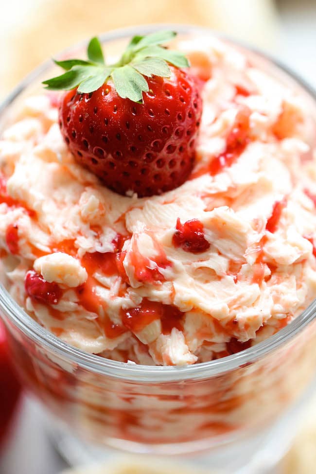 Whipped Strawberry Butter - The easiest 3-ingredient strawberry butter made in 5 min - so good, you'll want to eat it with a spoon!