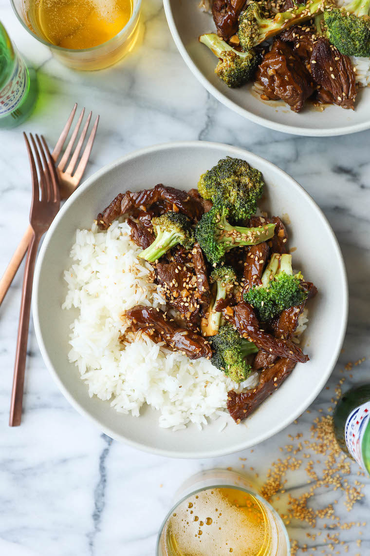 Easy beef and broccoli stir-fry with tender beef strips and crisp broccoli in a savory garlic-soy sauce, served in a cast-iron skillet