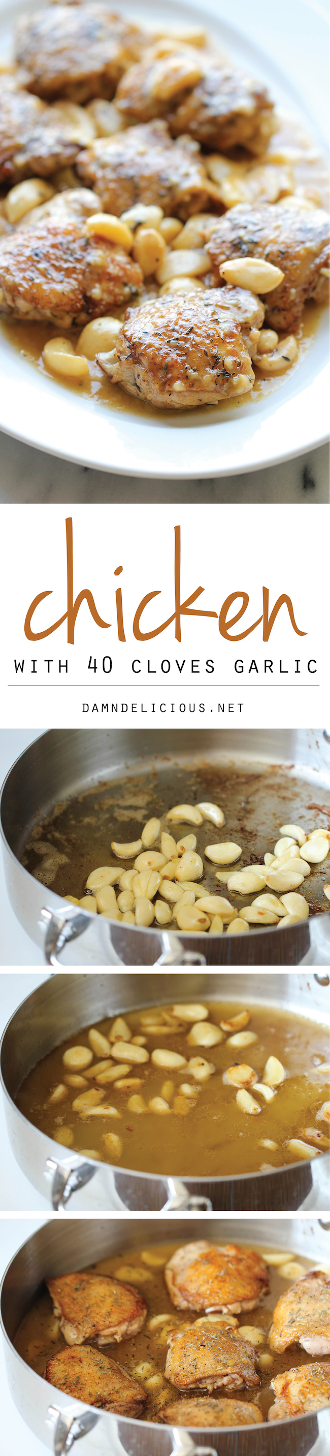 Chicken with 40 Cloves of Garlic - Juicy, tender chicken served with the creamiest garlic sauce that the whole family will go crazy for!