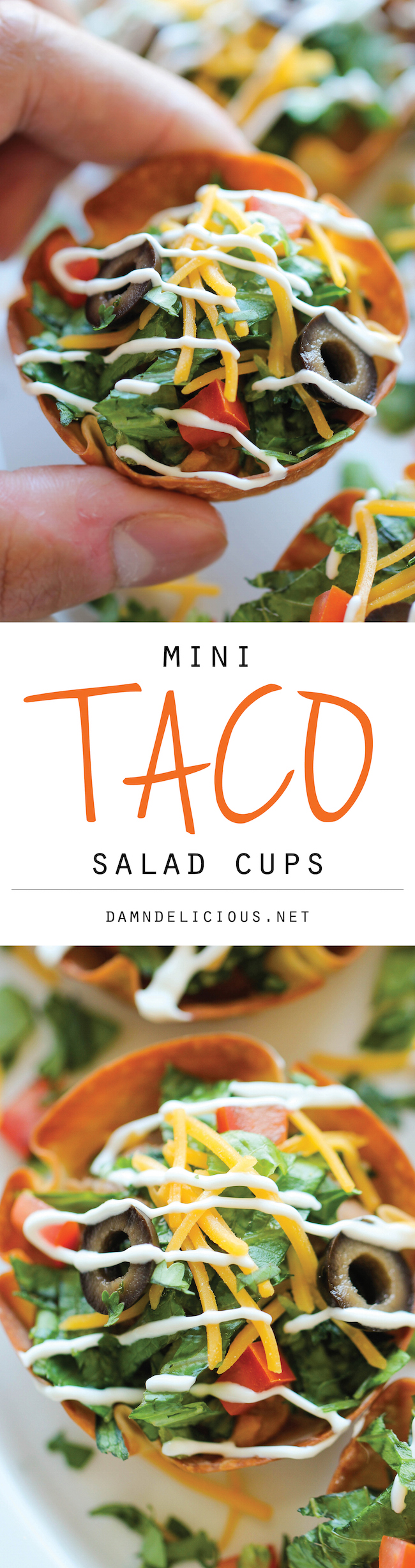 Mini Taco Salad Cups - These cute salad bowls are so fun to make, and even more fun to gobble up! Perfect as an appetizer or easy dinner!