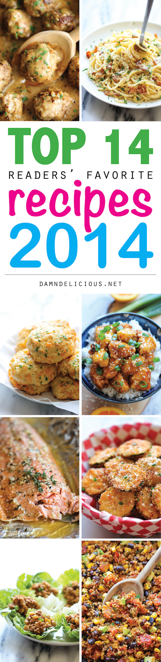 Top 14 Recipes of 2014 - From the teriyaki salmon to the parmesan zucchini, these recipes are the best of the best from 2014!