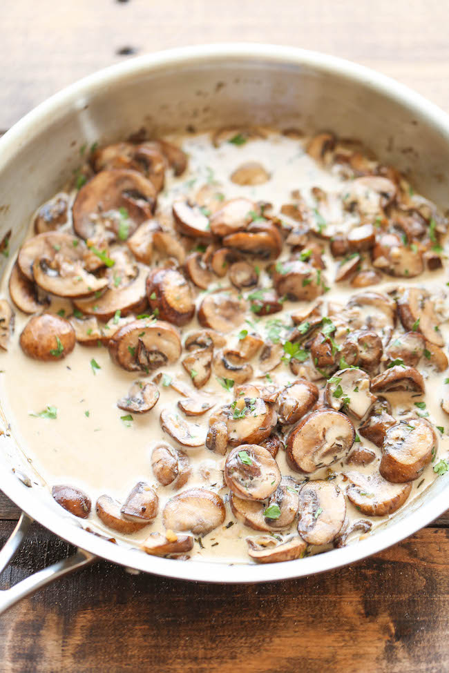Easy Creamy Mushrooms - The easiest, creamiest mushrooms you will ever have - it's so good, you'll want to skip the main dish and make this a meal instead!