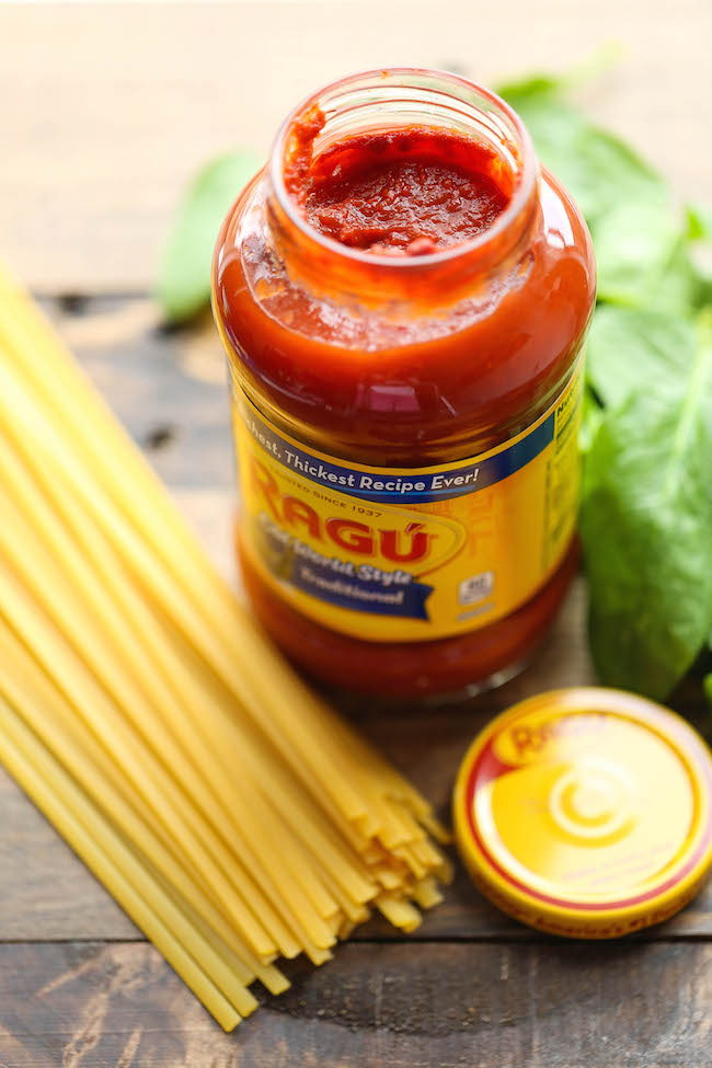 One Pot Shrimp Parmesan Pasta - The boring old spaghetti gets a fun twist in this super easy one pot meal - even the pasta gets cooked right in!