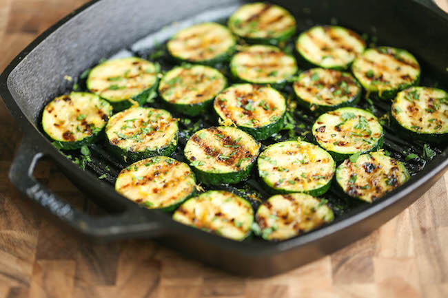 Grilled Lemon Garlic Zucchini - Amazingly crisp-tender zucchini grilled with a lemon butter garlic sauce - a side dish that will go well with anything!