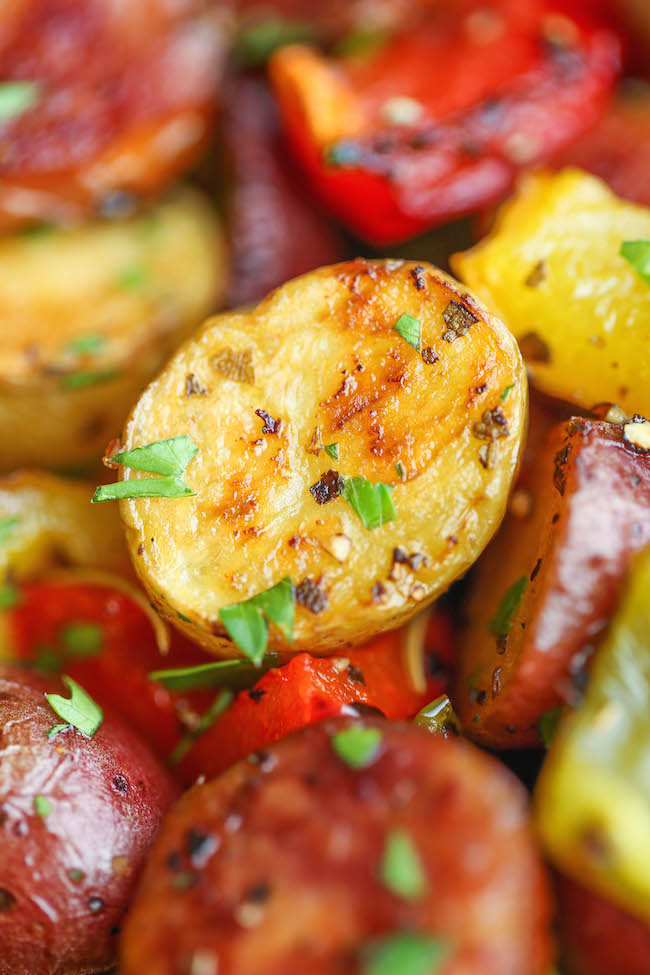 Easy Breakfast Potatoes - The BEST and EASIEST breakfast potatoes ever. No sautéing. No stirring. No fuss. Simply throw everything into the oven. That's it!