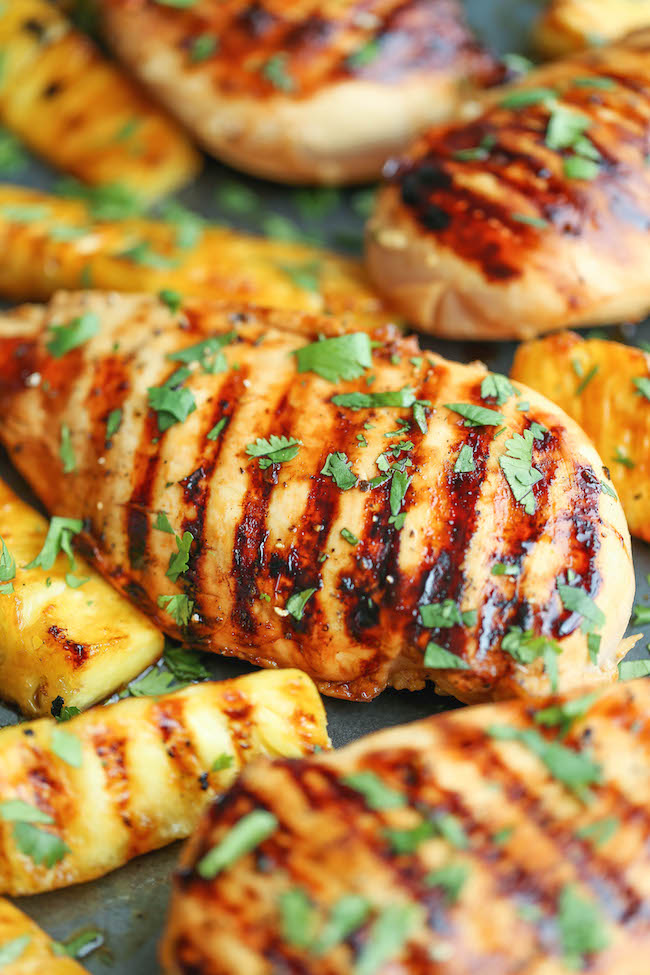 Hawaiian Chicken and Pineapple - Sweet and tangy chicken breasts grilled to absolute perfection with caramelized brown sugar pineapple. Just 10 min prep!