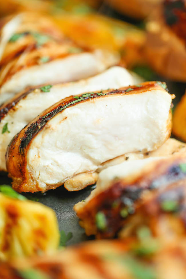Hawaiian Chicken and Pineapple - Sweet and tangy chicken breasts grilled to absolute perfection with caramelized brown sugar pineapple. Just 10 min prep!