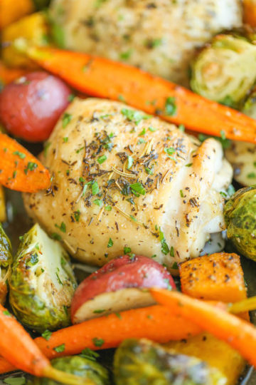 One Pan Roasted Chicken with Fall Vegetables