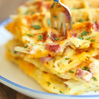 Ham and Cheese Hashbrown Waffles