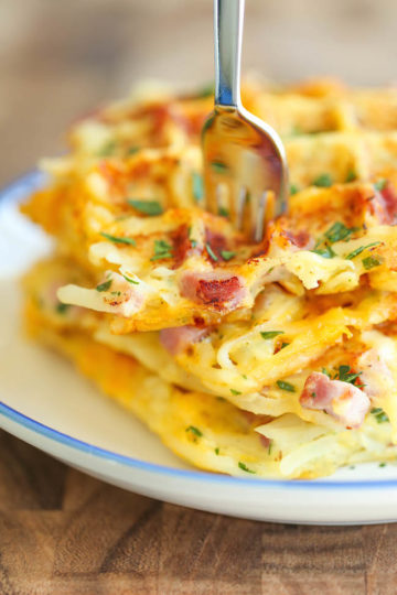 Ham and Cheese Hashbrown Waffles