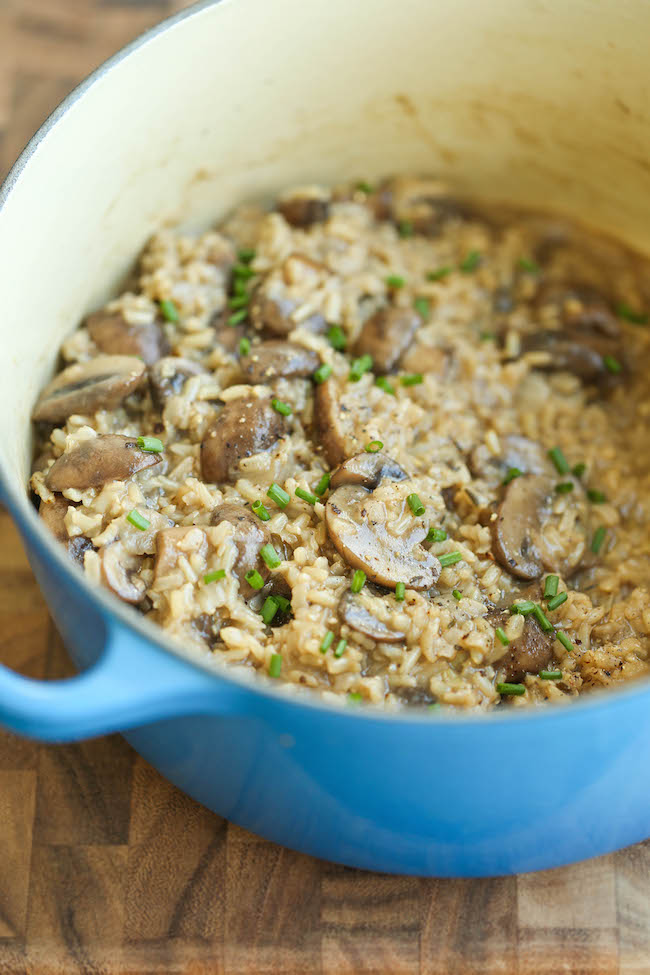 One Pot Mushroom Rice - Easy peasy mushroom rice made in one pot. Really! Even the rice gets cooked right in! It's so creamy and packed with so much flavor!