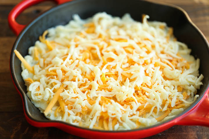 Broccoli and Potato Casserole - So hearty, comforting and cheesy! Makes for a perfect easy side dish or even a quick weeknight entree with added chicken!