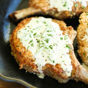 Pork Chops with Lemon Basil Cream Sauce
