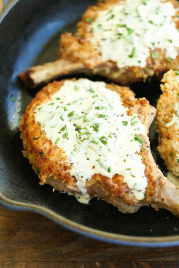 Pork Chops with Lemon Basil Cream Sauce
