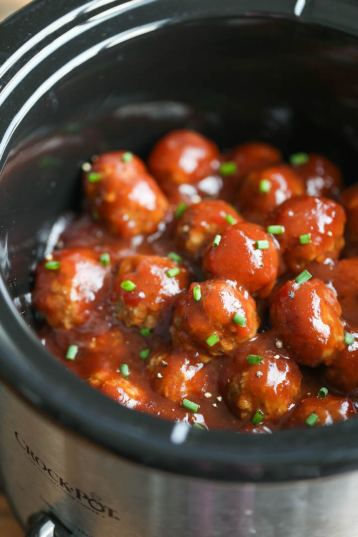 Slow Cooker Cocktail Meatballs - These are the ultimate party meatballs. Make-ahead, freezer-friendly and so effortlessly made right in the crockpot! EASY!