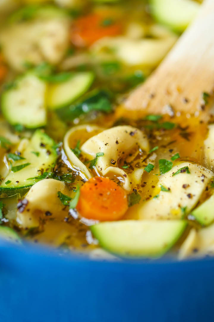 Chicken Tortellini Soup - Everyone's favorite chicken noodle soup gets an upgrade using cheesy tortellini! So comforting and easy to make for any night!