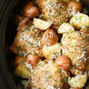 Slow Cooker Garlic Parmesan Chicken and Potatoes