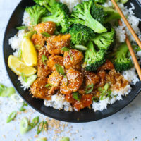 Honey Lemon Chicken and Broccoli Bowls