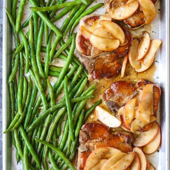 Baked Apple Pork Chops and Green Beans