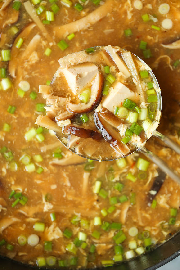 Easy Hot and Sour Soup - So much tastier (and FASTER) than delivery! 30 min start to finish. Made with homemade wonton strips. SO SO GOOD.