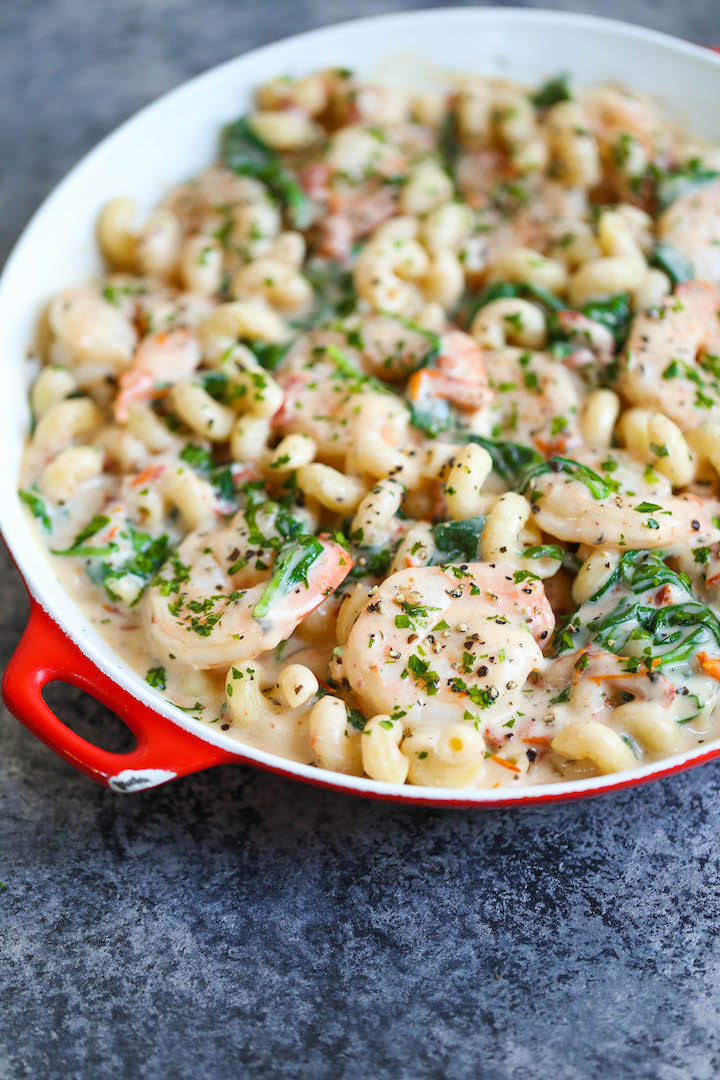 Shrimp Pasta with Tomato Basil Cream Sauce