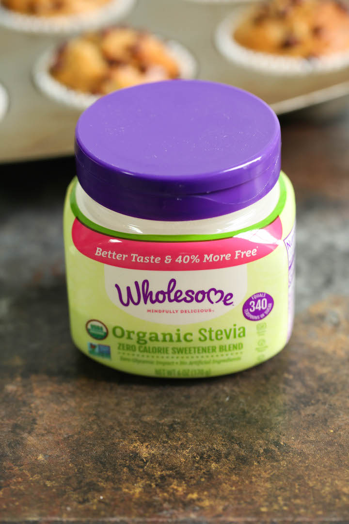 Skinny Banana Chocolate Chip Muffins - So moist and chocolatey, these muffins are only 200 calories each! It's the perfect way to use up those ripe bananas!