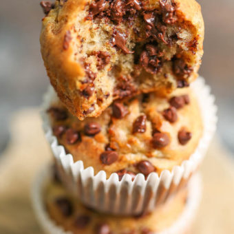 Skinny Banana Chocolate Chip Muffins