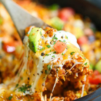 Slow Cooker Quinoa Enchilada Casserole