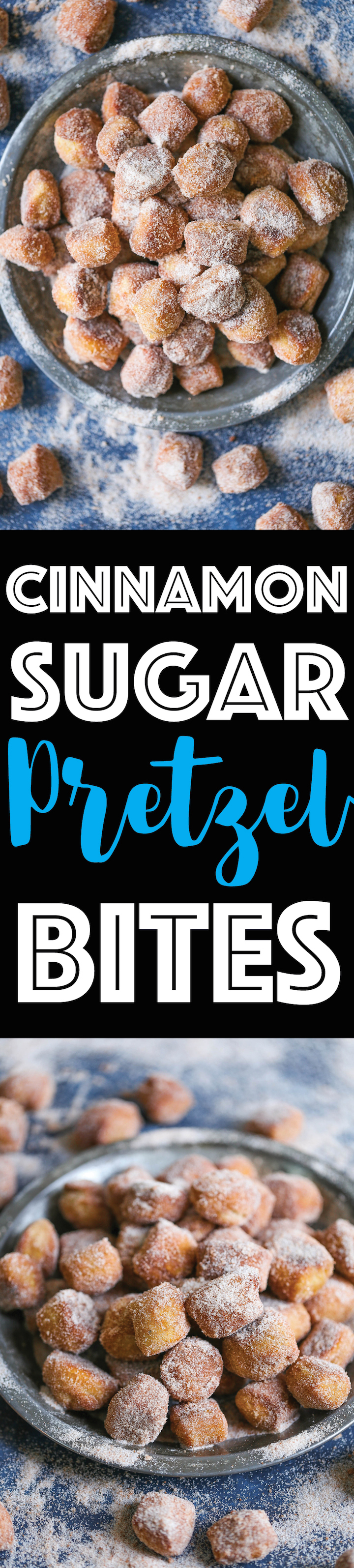 Cinnamon Sugar Pretzel Bites - The absolute quickest and easiest way to make homemade pretzel bites! No rising or kneading here! And it is the best when served warm. You cannot beat that!