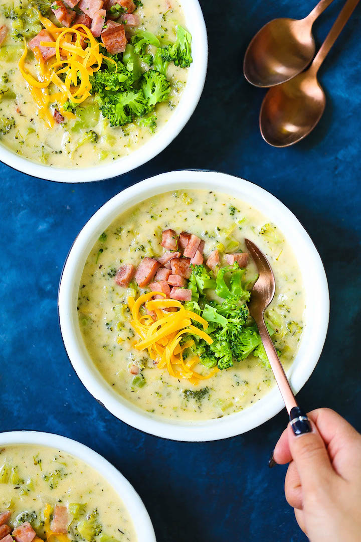 Broccoli Ham and Cheese Soup - So cheesy, creamy and hearty! Loaded with ham, cheese, potatoes and TONS of broccoli! It is the perfect cozy, comforting soup for any time of the year. Adult and kid-friendly!