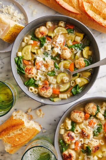 Summer Minestrone with Turkey Meatballs