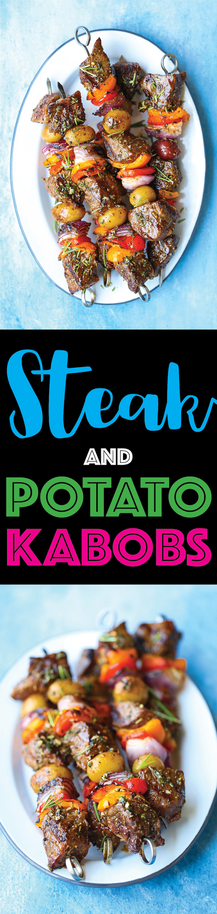 Steak and Potato Kabobs - Everyone’s favorite summer meal! The meat comes out so amazingly tender and flavorful with the fresh garlicky-herb mixture!