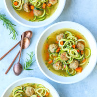 Chicken Meatball Zoodle Soup